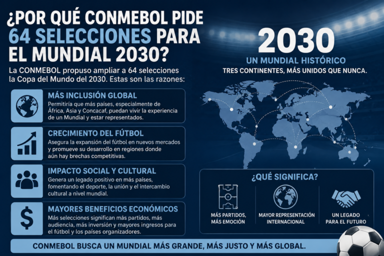 Por qué Conmebol pide 64 selecciones para el Mundial 2030