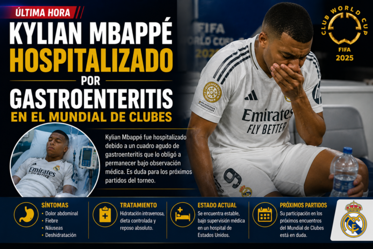 Kylian Mbappé hospitalizado por gastroenteritis en el Mundial de Clubes