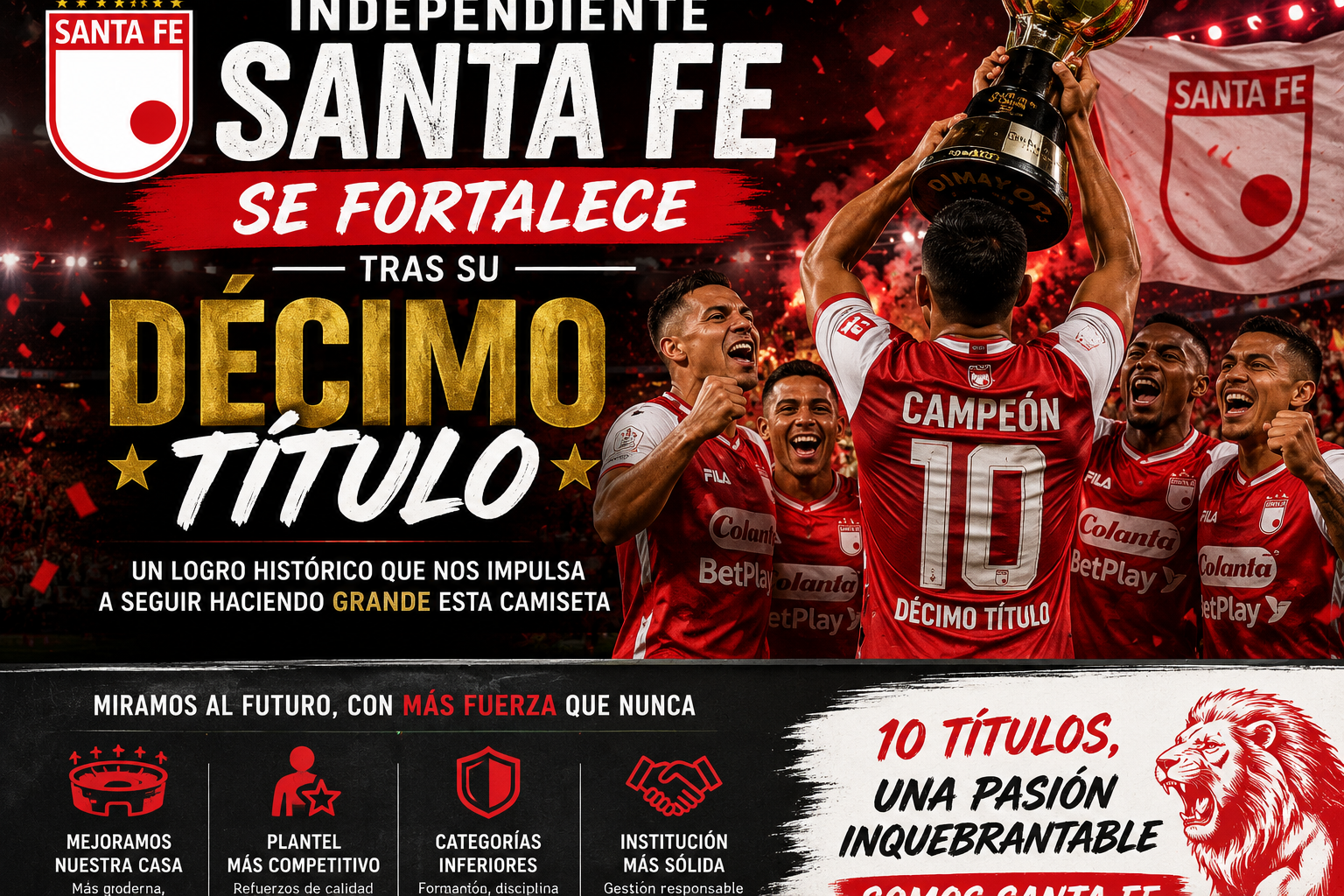 Independiente Santa Fe se fortalece tras su décimo título