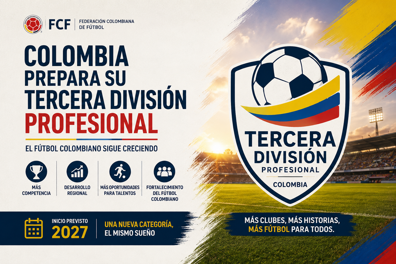 Colombia prepara una Tercera División profesional para 2027