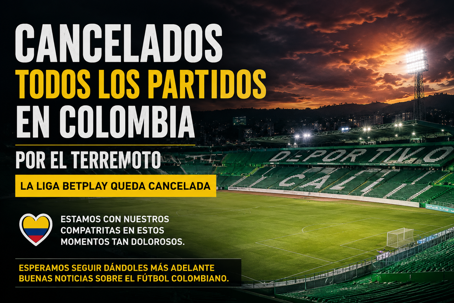 El fútbol colombiano se detiene tras el terremoto: suspendida la jornada de la Liga BetPlay