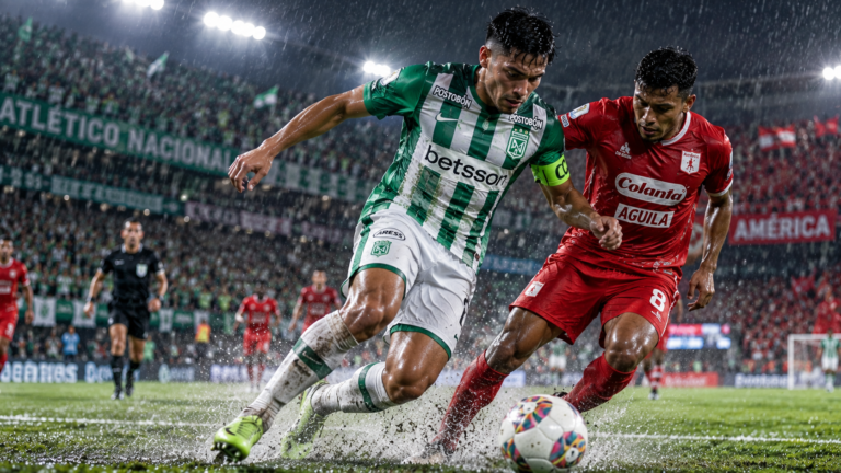 Atlético Nacional y América de Cali disputan un clásico bajo la lluvia