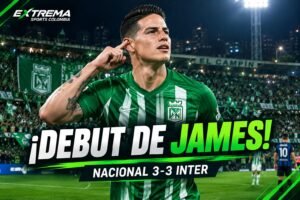 James Rodríguez y Atlético Nacional durante el debut en El Campín ante Internacional de Bogotá