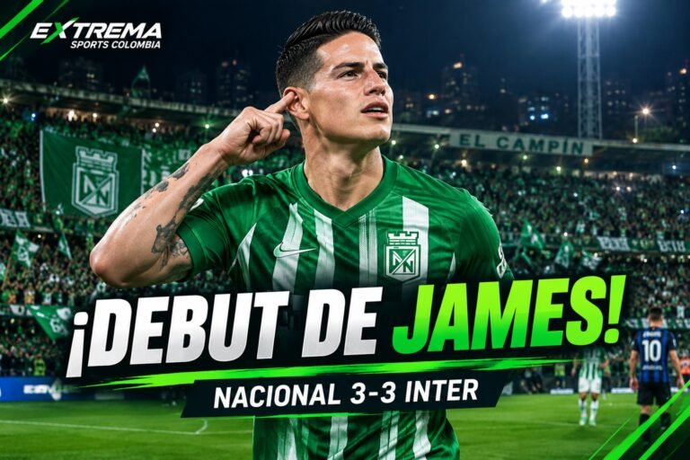 James Rodríguez y Atlético Nacional durante el debut en El Campín ante Internacional de Bogotá