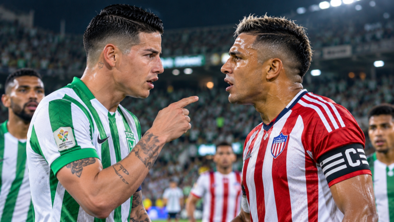 Confrontación intensa bajo las luces del estadio, james y teofilo