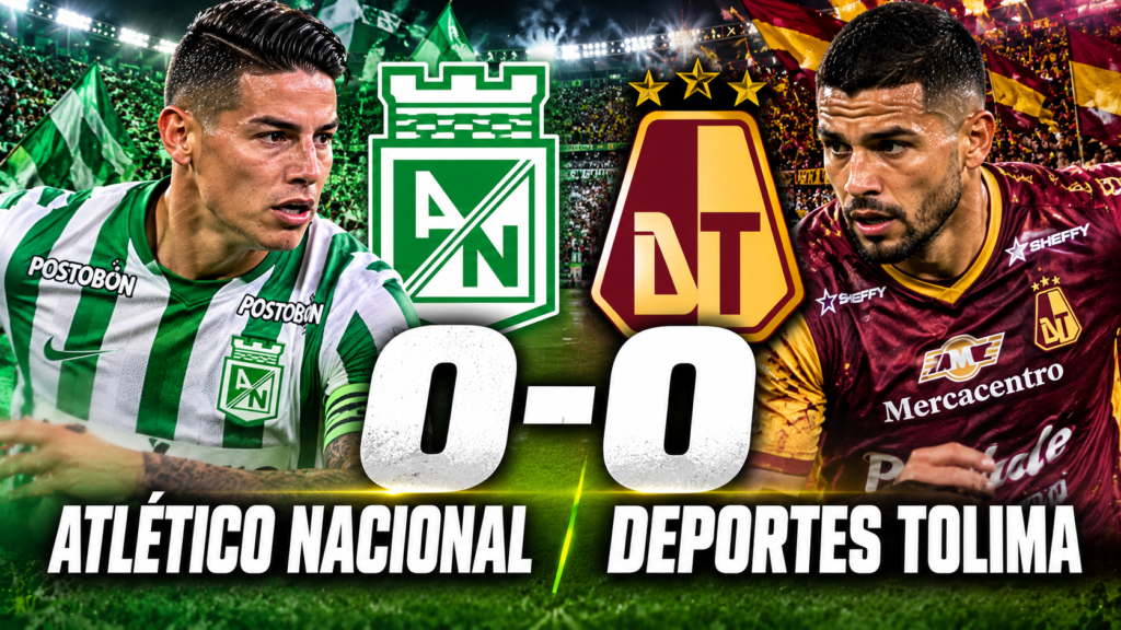 Nacional vs Tolima: resultado y resumen del empate 0-0