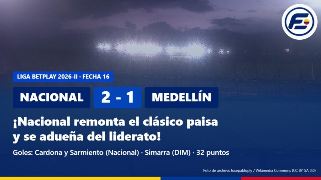 Portada Extrema Sports: Atlético Nacional 2-1 Independiente Medellín, clásico paisa de la fecha 16 de la Liga BetPlay 2026-II